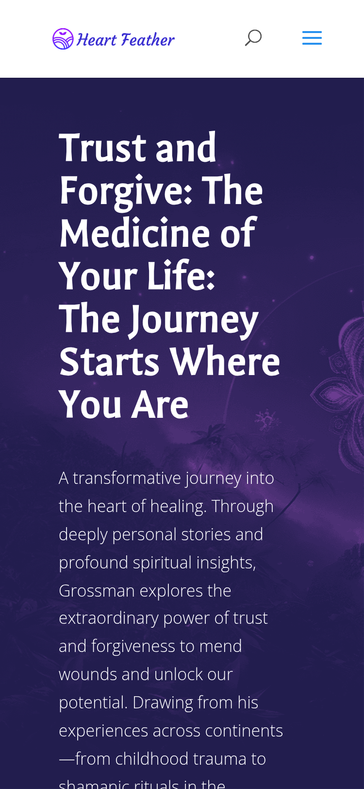 Heartfeather Website mobile view